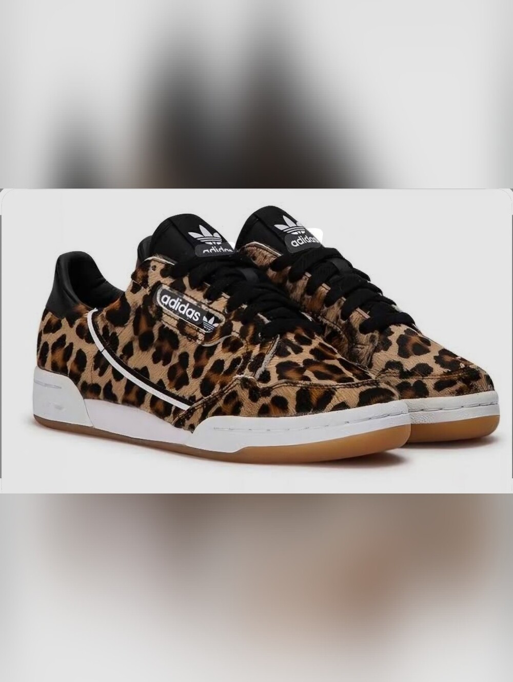 Adidas Leopard Print Fur Casual Sneakers - Black, Brown